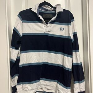 Denver Hayes Men's Long Sleeve Striped Shirt - Navy and White